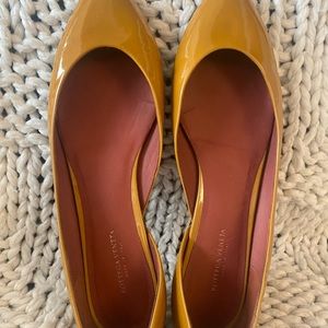 Bottega Patent Leather Flats. Like new, beautiful mustard color
